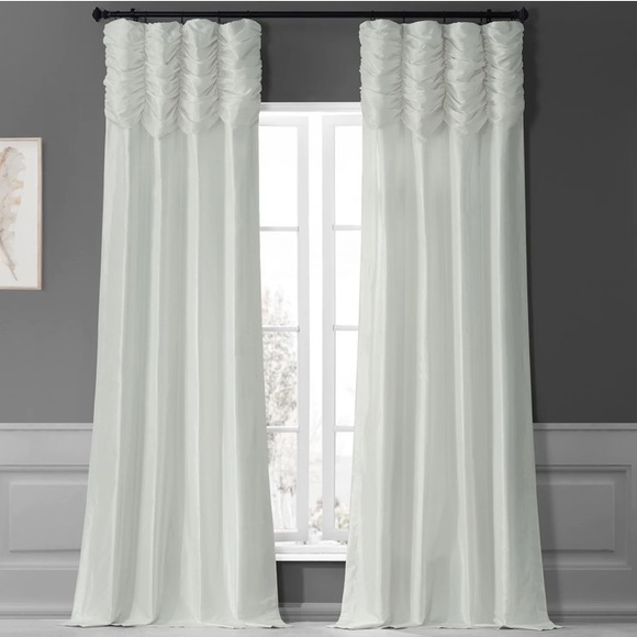 White Taffeta Ruched Drapes. 96” Long Drapes. - Picture 1 of 4